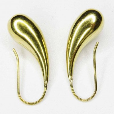 铜材质弧形长水滴一体话耳钩